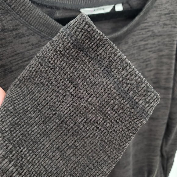 Athleta Blissful Sharkbite Long Sleeve Side Zip Top L Shale Heather Gray - Picture 12 of 16